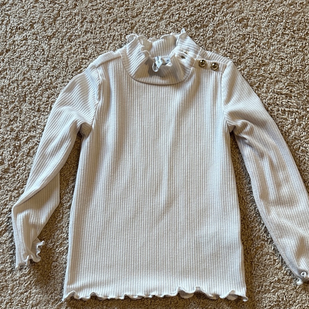 Janie and Jack Cream Ruffled Long Sleeve Top